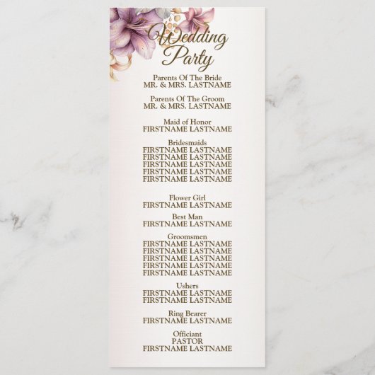 Welkom Feest Waterverf Boho Roze Bloemen Programmakaart (Achterkant)