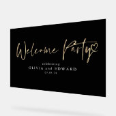 Welkom Feestbord Zwart en Goud Acryl Bord (Hoek)