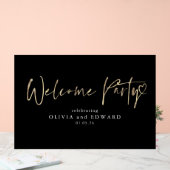 Welkom Feestbord Zwart en Goud Acryl Bord (Huwelijk)