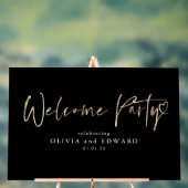 Welkom Feestbord Zwart en Goud Acryl Bord (Neutraal)