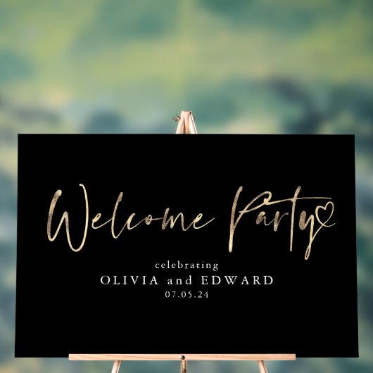 Welkom Feestbord Zwart en Goud Acryl Bord (Neutraal)