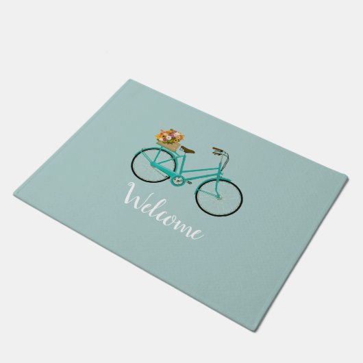 Welkom  Fiets met Bloemen Vloermat Deurmat (Schuin)