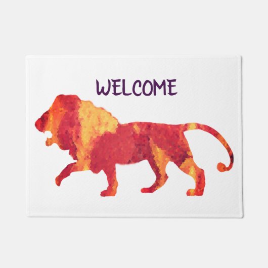 Welkom Fire Red Lion Deurmat (Voorkant)