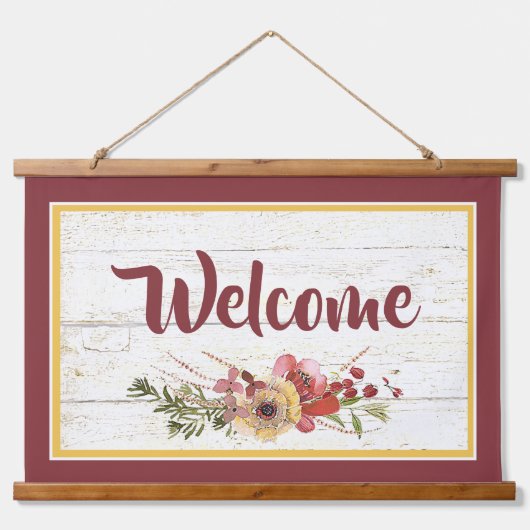 Welkom floral hangend wandkleed (Voorkant)