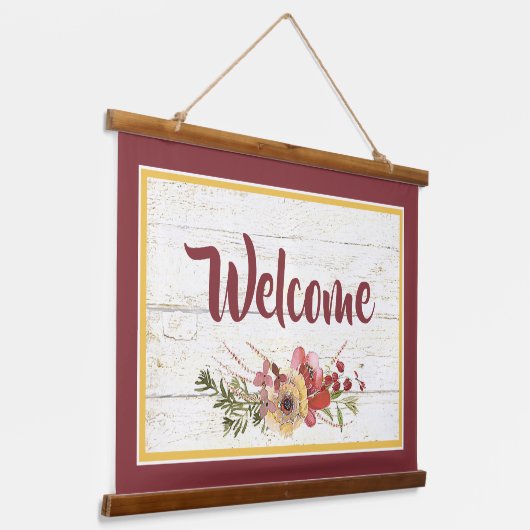 Welkom floral hangend wandkleed (Gebogen)