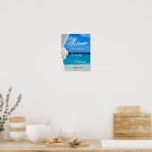 Welkom | Floral Ocean Beach Summer Weddenschap Poster (Keuken)