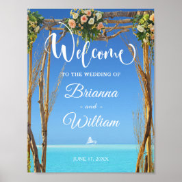 Welkom | Floral Summer Beach Wedding Gate Poster