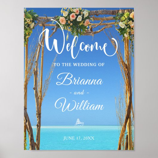 Welkom | Floral Summer Beach Wedding Gate Poster (Voorkant)