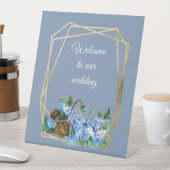 Welkom florasjesblauw Hydrangeas mandje Reclamebord Met Voetstuk (Insitu)