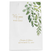 Welkom Foliage Gold Text voor bruiloft Medium Cadeauzakje (Voorkant)
