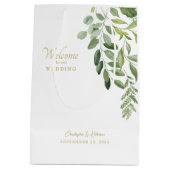 Welkom Foliage Gold Text voor bruiloft Medium Cadeauzakje (Achterkant)