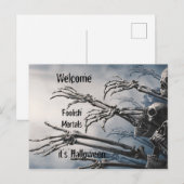 Welkom Foolish Mortals Zombie Skeleton Scary Briefkaart (Voorkant / Achterkant)