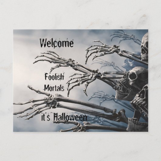 Welkom Foolish Mortals Zombie Skeleton Scary Briefkaart (Voorkant)