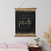 Welkom Fortieth Gold Glitter Name Black Hangend Wandkleed (Slaapkamer)