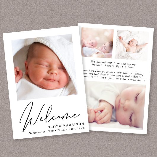 Welkom Foto Collage Baby Birth Aankondiging
