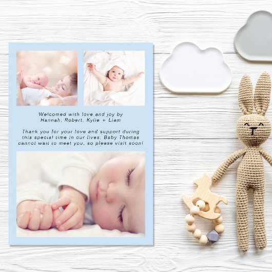 Welkom Foto Collage Baby Blue Birth Aankondiging
