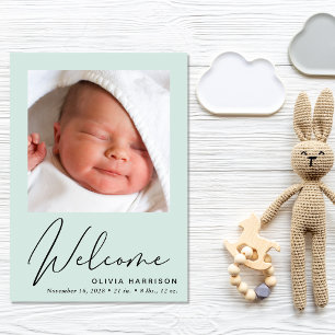 Welkom Foto Collage Mint Green Birth Aankondiging