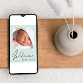 Welkom Foto Collage Mint Green Birth Aankondiging