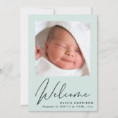 Welkom Foto Collage Mint Green Birth Aankondiging (Voorkant)