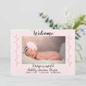 Welkom Foto Newborn Baby Girl Aankondiging (Staand voorkant)
