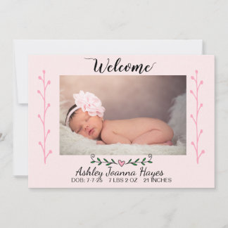 Welkom Foto Newborn Baby Girl Aankondiging