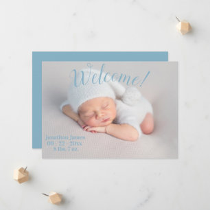 Welkom Foto Stats Script Baby Blue Birth Aankondiging