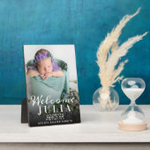 Welkom Fotocollage Wit Script Geboorte Aankondigin Fotoplaat (Zijkant)