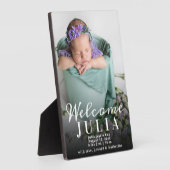 Welkom Fotocollage Wit Script Geboorte Aankondigin Fotoplaat (Zijkant)