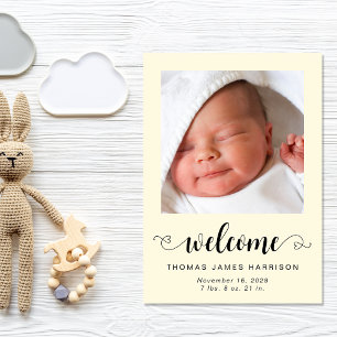 Welkom Foto's Baby Geel Geboorte Aankondiging