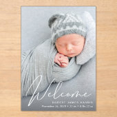 Welkom Fotoscript Acryl Geboorteaankondiging Uitnodigingen (Voorkant)