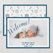 Welkom Fotoscript Blauwe Stats Birth Aankondiging (Voorkant / Achterkant)