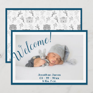 Welkom Fotoscript Blauwe Stats Birth Aankondiging