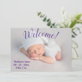 Welkom Fotoscript Genderneutrale geboorte Aankondiging (Staand voorkant)