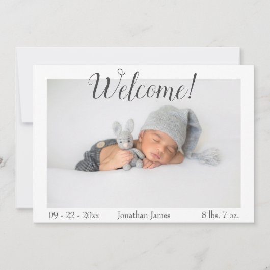 Welkom Fotoscript Stats Birth Announounding Aankondiging (Voorkant)