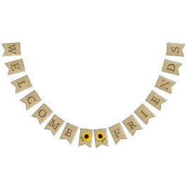 Welkom Friends Burlap Kijk naar zonnebloemen Vlaggetjes