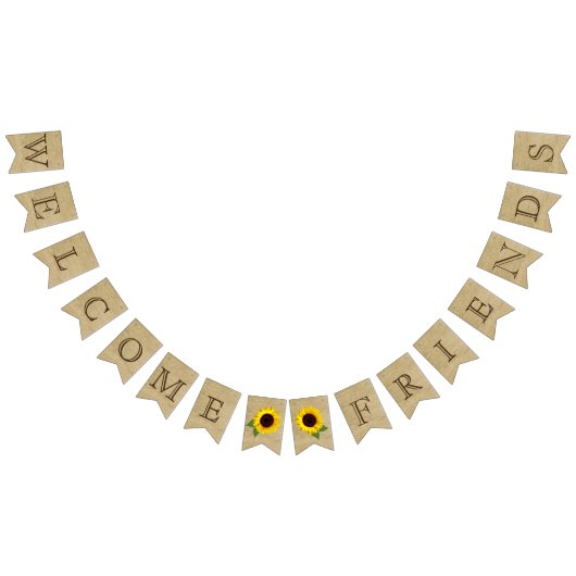 Welkom Friends Burlap Kijk naar zonnebloemen Vlaggetjes (Alle)