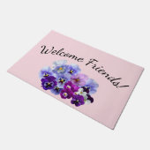 Welkom Friends Pansy Floral door Mat (Schuin)