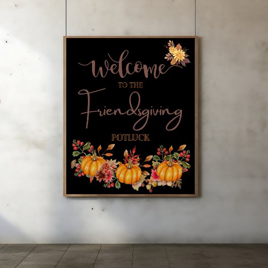 Welkom Friendsgiving Potluck Herfstviering Perfect Poster