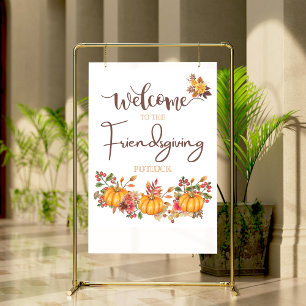 Welkom Friendsgiving Potluck Herfstviering Perfect Poster