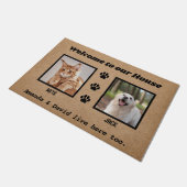 Welkom Funny Dogs House Custom 2 Pet Foto Deurmat (Schuin)