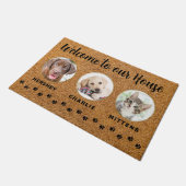 Welkom Funny Pets House Custom 3 Cat Dog Foto Deurmat (Schuin)