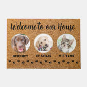 Welkom Funny Pets House Custom 3 Cat Dog Foto Deurmat (Voorkant)