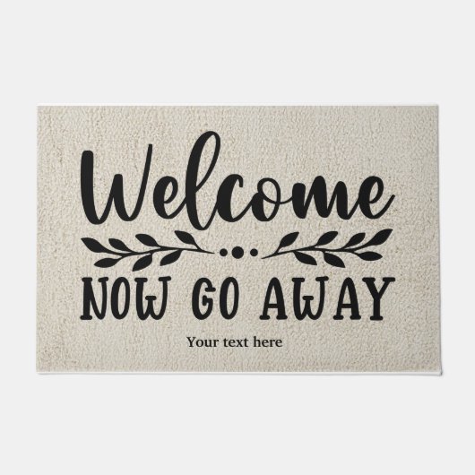 Welkom, ga nu weg met een slaapkamer deurmat (Voorkant)