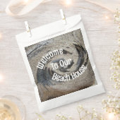 Welkom Gast Rustic Brown Mozaïek Strandhuis Bedankzakje (Geknipt)