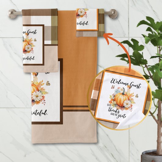 Welkom Gast - Wees dankbaar Herfst Decor Bad Handdoek