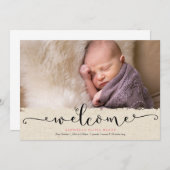 Welkom geboorteaankondiging aankondiging (Voorkant / Achterkant)