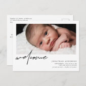 Welkom Geboorteaankondiging & Dank u Briefkaart (Voorkant / Achterkant)