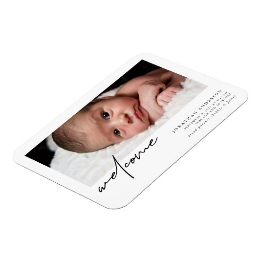 Welkom geboorteaankondiging magneet (Linkerzijde)