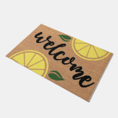 Welkom gele leemondoormat, leemonvlek  deurmat (Schuin)