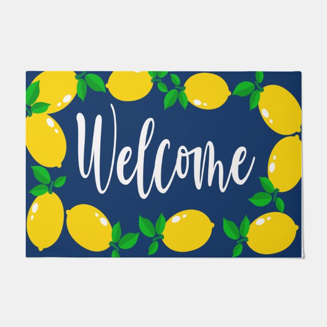 Welkom Gele Lemon Doormat, Lemon Lover Mat (Voorkant)